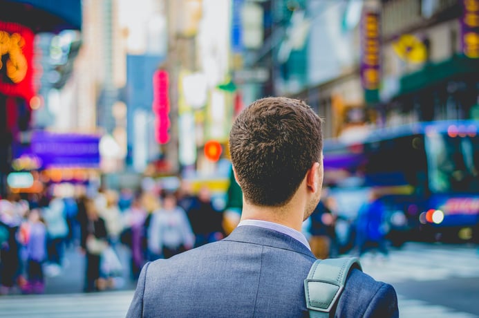 Business man walking on street