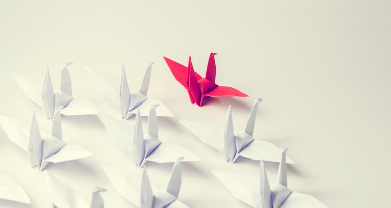 leadership illustration of paper cranes