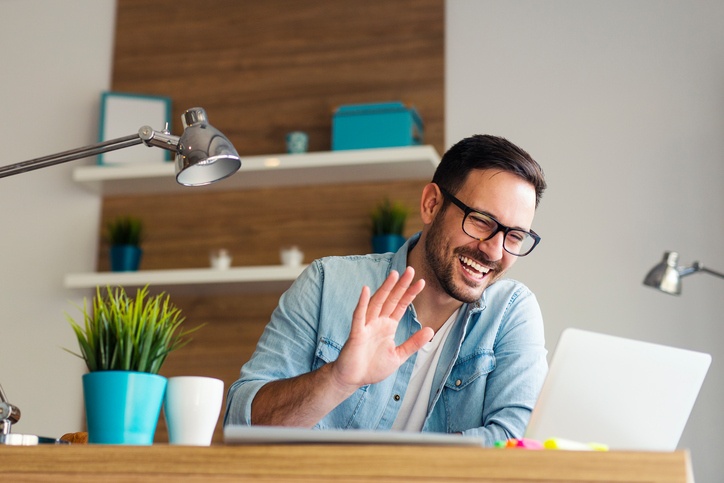 Man on Video Conference Call