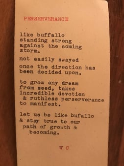 photo of the typed Perseverance Poem